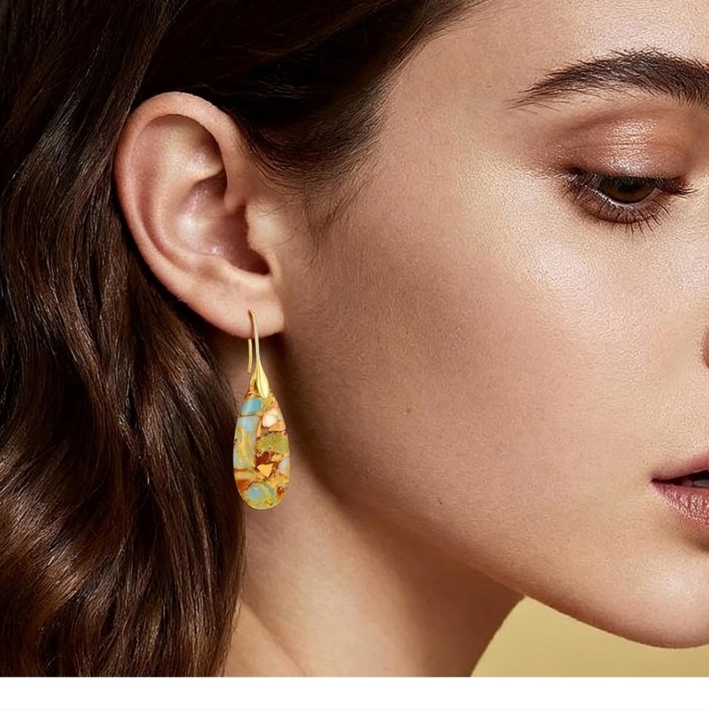 Elegant Gold and Blue Drop Earrings